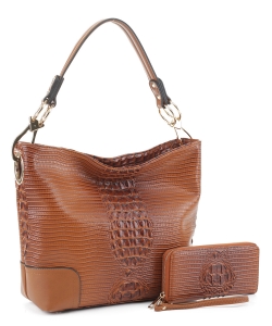 Crocodile Skin Hobo Handbag BW-1470A BROWN